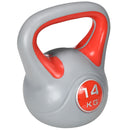 Kettlebell per Allenamento 14 Kg Base Piatta e Impugnatura per Stacchi in PU e Sabbia Rosso-1