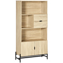 Libreria a Parete 80x35x155 cm in MDF e Metallo Legno Naturale-1