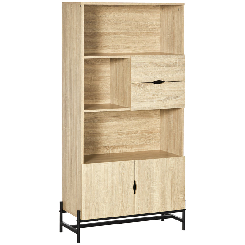 Libreria a Parete 80x35x155 cm in MDF e Metallo Legno Naturale-1