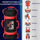 Sacca Bulgara 20 Kg Ø22x55 cm per Allenamento Fitness Nero e Rosso-6