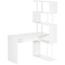 Scrivania Angolare da Ufficio 120x80x176 cm con Libreria in Truciolato Bianco-1