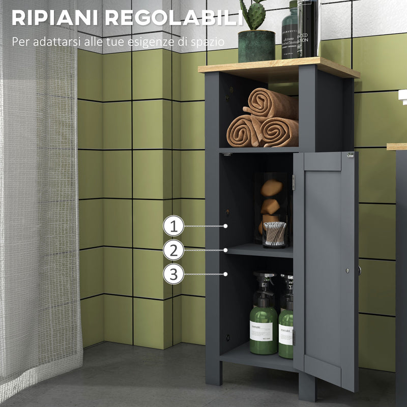 Mobile Bagno Salvaspazio 1 Anta 1 Ripiano 32x30x80 cm in Legno Truciolare e MFD Grigio-5