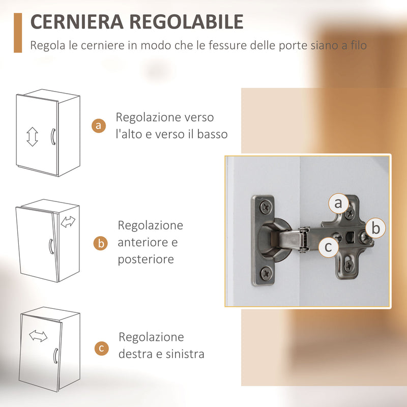 Credenza 3 Ripiani 3 Cassetti e 3 Ante 101x39x180,5 cm in Legno Bianco-7