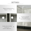 Credenza 147x40x83 cm con Armadietti a 2 Ante e Mensole Regolabili Effetto Marmo Grigio-7