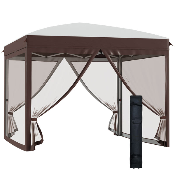 online Gazebo da Giardino 3x3x2,7m con Zanzariera in Acciaio e Tessuto Oxford Crema e Caffè