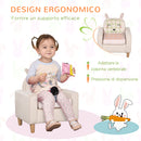 Poltroncina per Bambini con Design a Coniglio 53x47x54,5 cm Gambe in Legno Crema-5