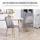 Set 2 Sedie Imbottite 48x59x89 cm in Velluto e Acciaio Grigio e Oro-4