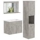 Mobile Bagno Sospeso 60 cm Lavabo Specchio e 1 Pensile Grigio-1