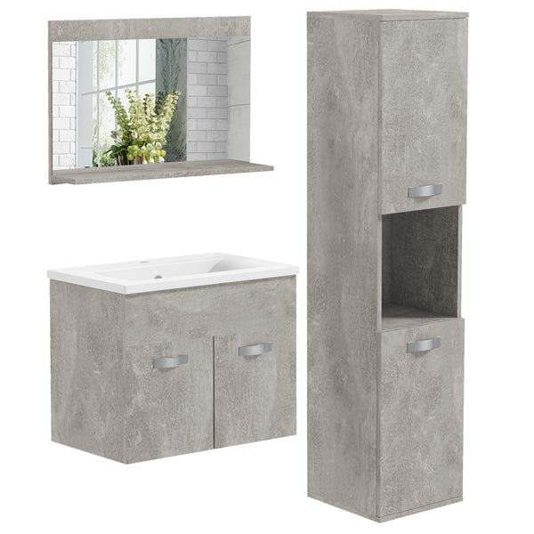 Mobile Bagno Sospeso 60 cm Lavabo Specchio e 1 Pensile Grigio sconto