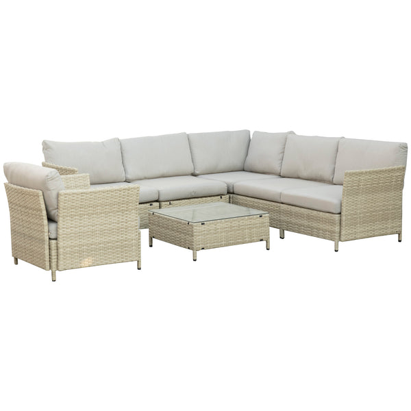 Set Salotto da Giardino Divano Angolare 1 Poltrona e Tavolino Beige acquista