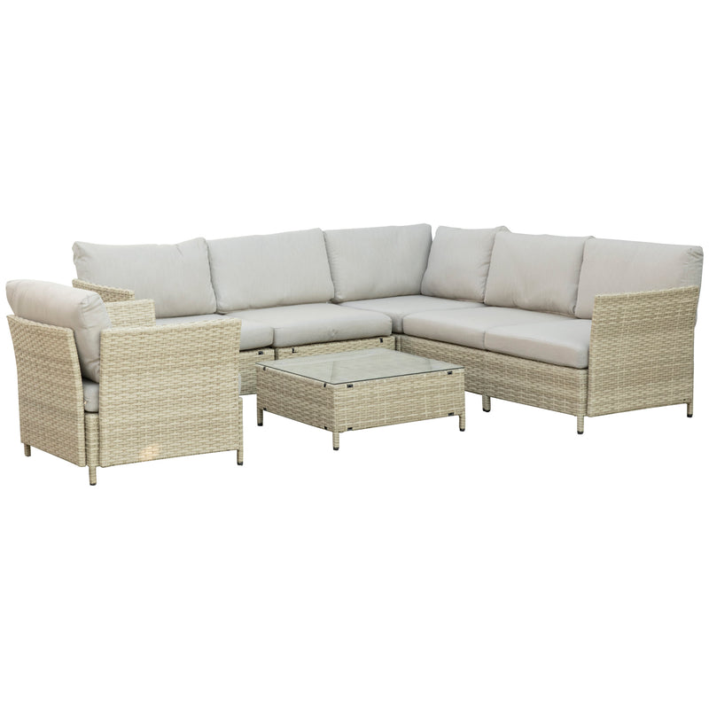 Set Salotto da Giardino Divano Angolare 1 Poltrona e Tavolino Beige-1