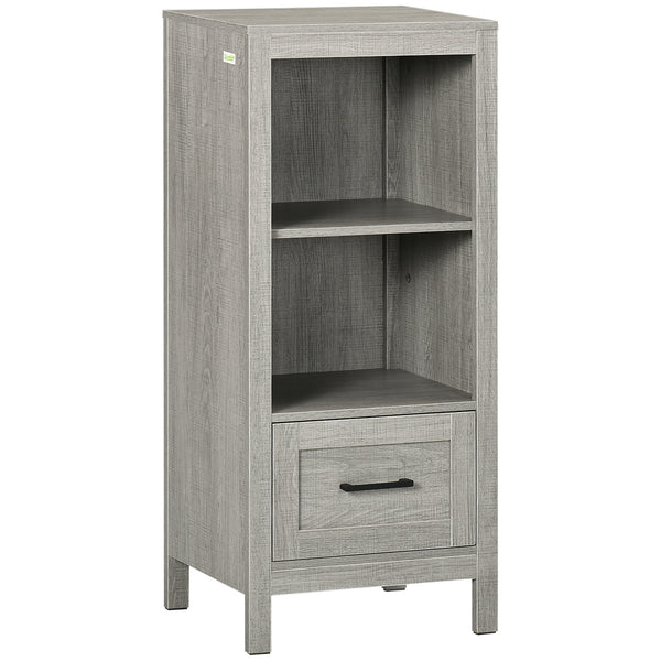 Mobiletto Bagno Salvaspazio 2 Ripiani 1 Cassetto 40x30x89 cm in Legno Grigio online