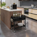 Carrello da Cucina con Cesto Cassetto Estraibile e 3 Ganci 61x32,6x58,5 cm in PP e Metallo Nero-2