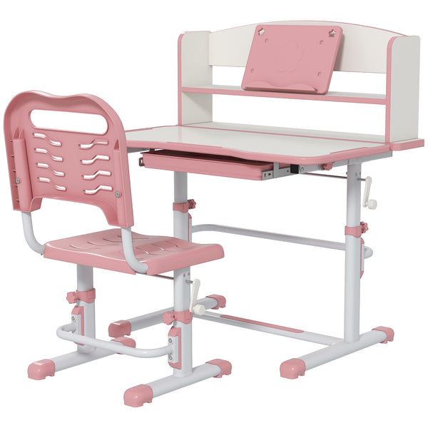 online Banco Studio Scuola per Bambini 80x54,5x104 cm con Sedia Regolabile e Piano Inclinabile Rosa