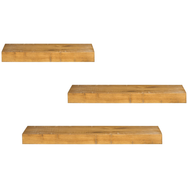 Set 3 Mensole 30/40/50x18x3,6 cm in Legno di Pino  Marrone sconto