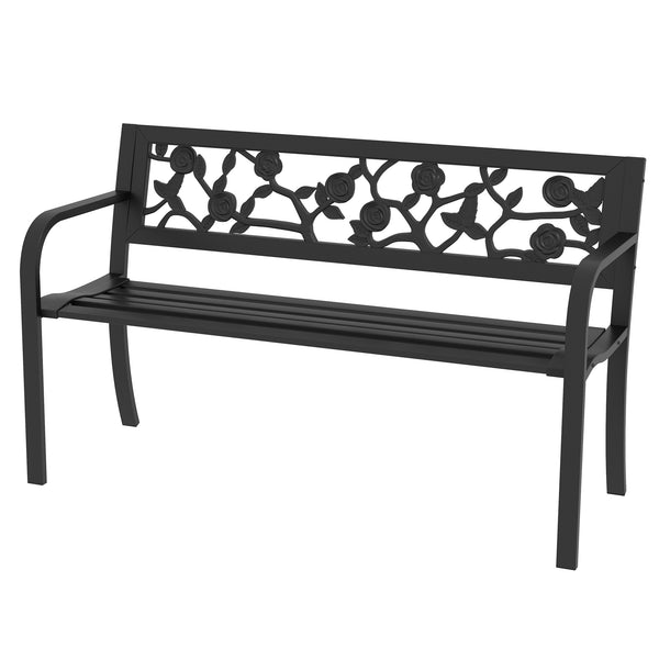 online Panchina da Giardino 2 Posti 127x50x75 cm in Acciaio Nero