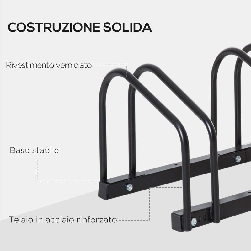 Rastrelliera Porta Biciclette 4 Posti 110x33x27 cm in Acciaio Nero-8