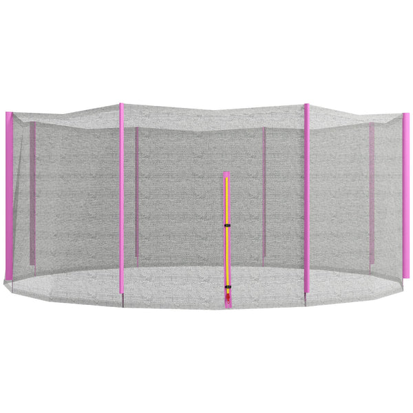 acquista Rete di Protezione per Trampolini a 6 Pali con Ingresso con Cerniera Ø366x180 cm in PE Nero e Rosa