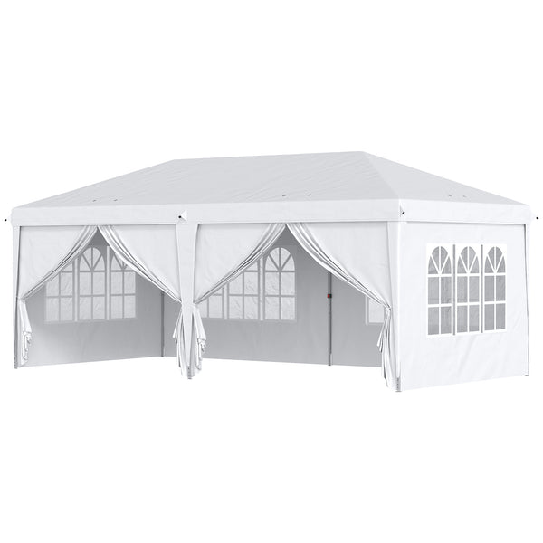 Gazebo Pieghevole 6x3m Funi e Picchetti Bianco online