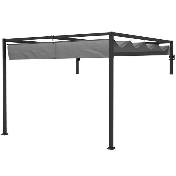 acquista Pergola Gazebo  con Tettuccio Retrattile e Fori di Drenaggio 3x4m in Acciaio e Poliestere Grigio