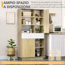 Credenza Moderna 89x39,6x180 cm in Legno Naturale e Bianco-4