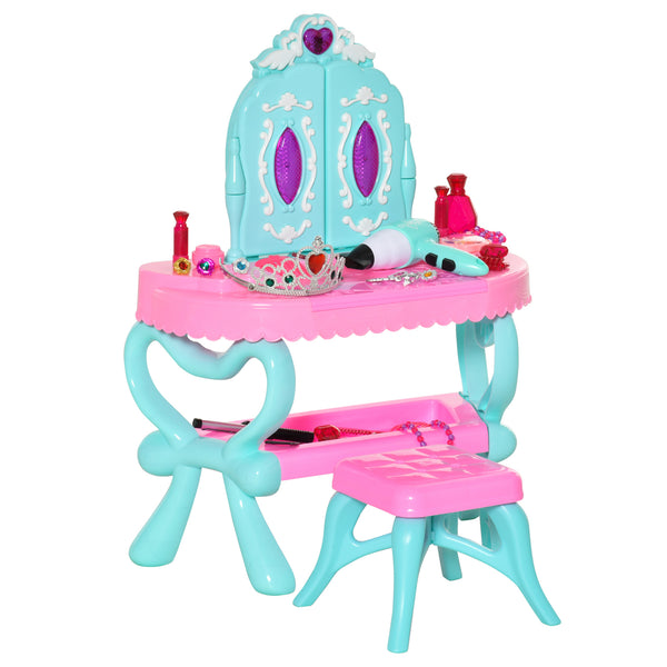 sconto Spielzeugspiegel für Kinder 49,5x23x66 cm Schminktisch Blau und Rosa