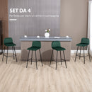 Set 4 Sgabelli Alti con Poggiapiedi 40x45,5x94 cm in Poliestere Vellutato Verde e Nero-4