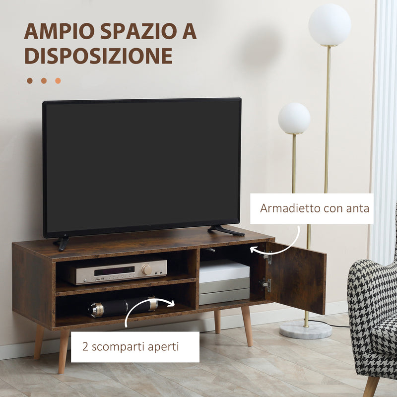 Mobile Porta TV fino a 55" 110x40x50 cm con Vano Aperto e Armadietto in Legno Marrone-4