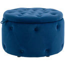 Pouf Poggiapiedi Ø60x40 cm in Velluto Blu Scuro-1