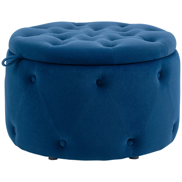 Pouf Poggiapiedi Ø60x40 cm in Velluto Blu Scuro online