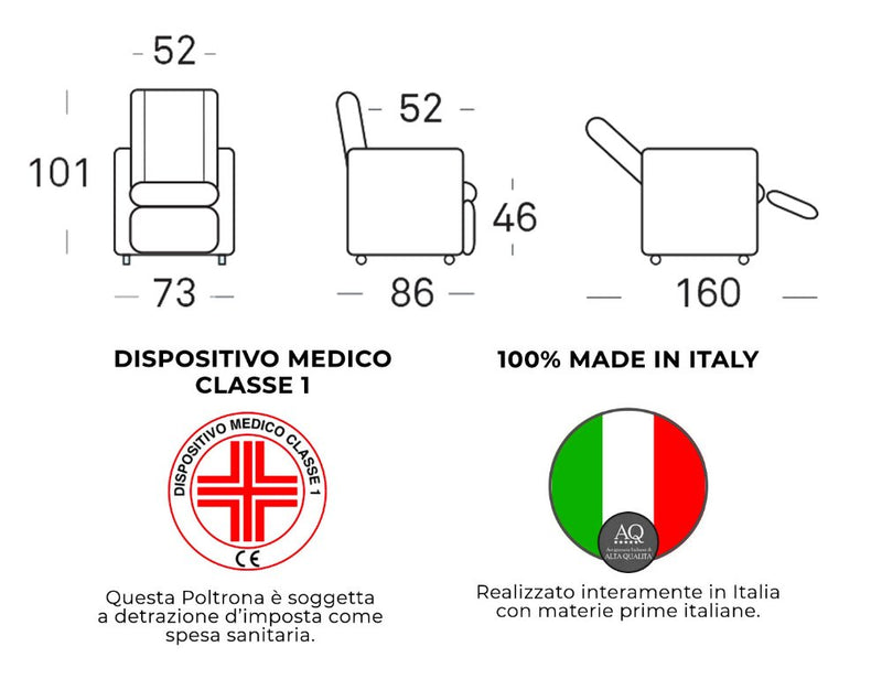 Poltrona Alzapersona Elettrica 2 Motori 73x101x86 cm Adele in Microfibra Dispositivo Medico 1 Bordeaux-4