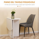 Tavolo da Pranzo Pieghevole Salvaspazio 90x60x74 cm in Legno Bianco-5