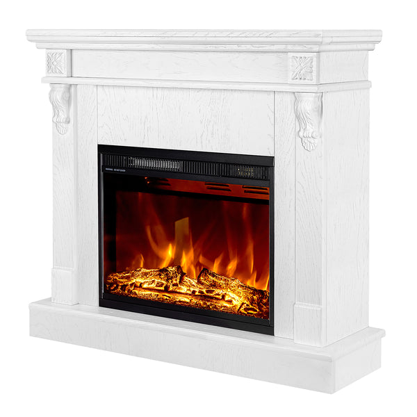 prezzo Camino Elettrico da Pavimento 90x100x30 cm Effetto Fiamma 1500W Solomon & Lorance Bianco