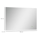 Specchio da Bagno 90x60 cm con Cornice a LED Argento-3