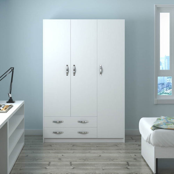 Armadio 210x135x52 cm 3 ante e 2 cassetti bianco frassinato online