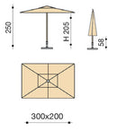 Ombrellone da Giardino 3x2m Palo in Alluminio Tessuto Poliestere Trend Taupe-3