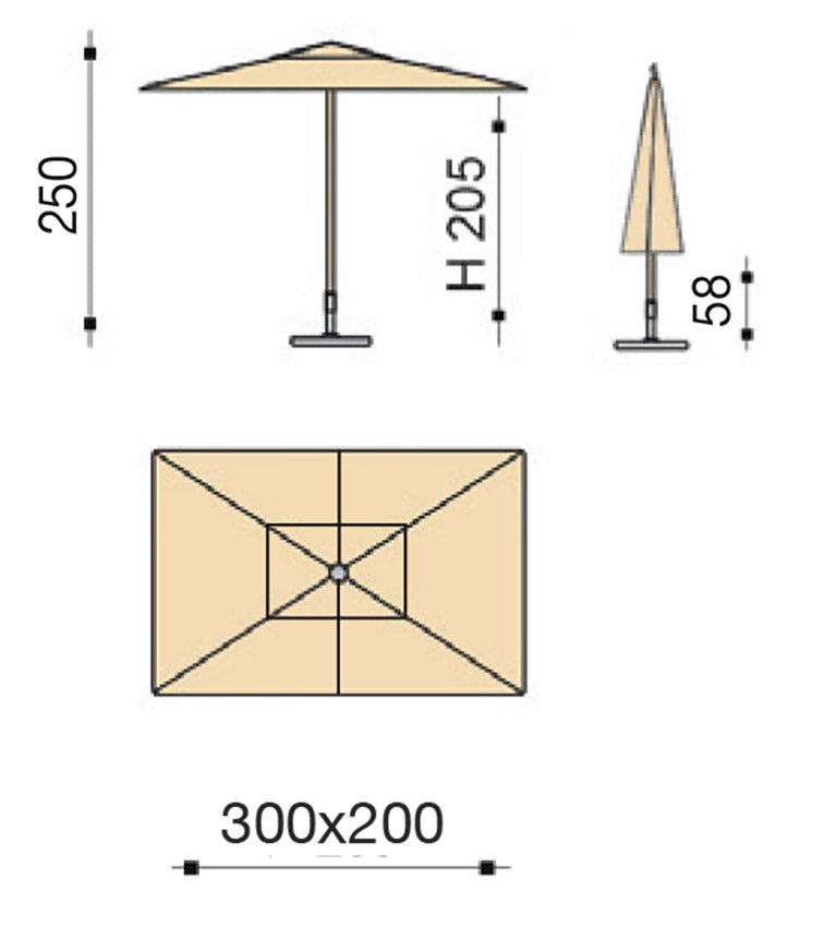 Ombrellone da Giardino 3x2m Palo in Alluminio Tessuto Olefin Trend Nero-5