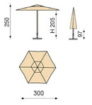 Ombrellone da Giardino Ø3 m Palo in Alluminio Effetto Legno Tessuto Olefin Trend Wood Grigio-5