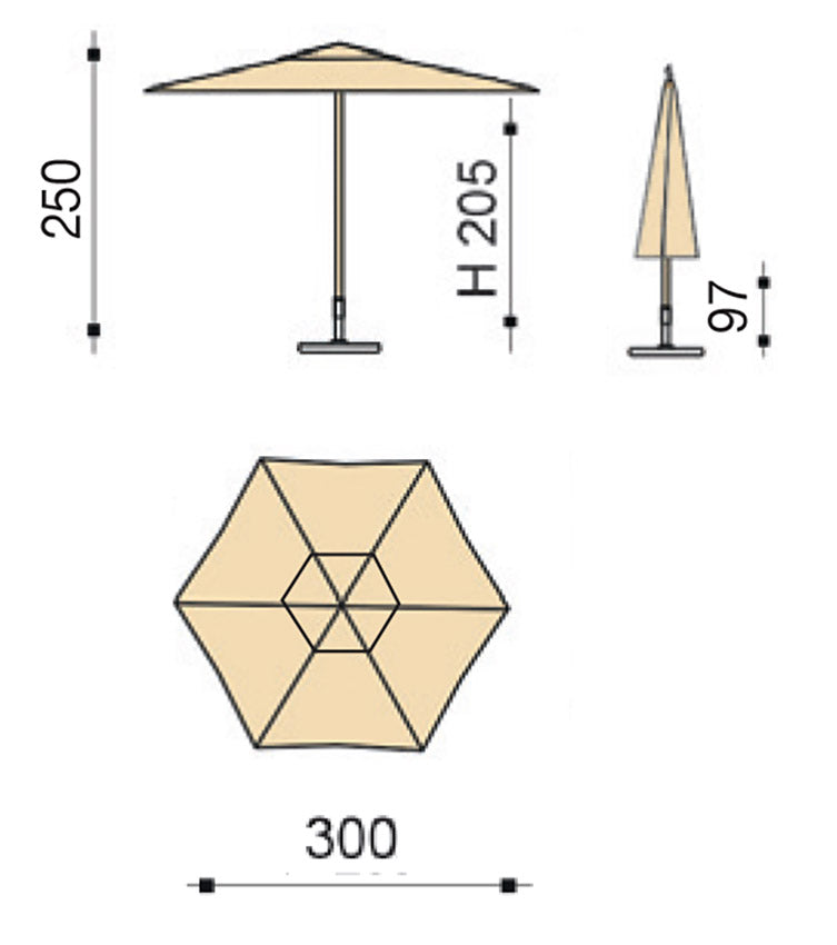 Ombrellone da Giardino Ø3 m Palo in Alluminio Effetto Legno Tessuto Poliestere Trend Wood Antracite-5