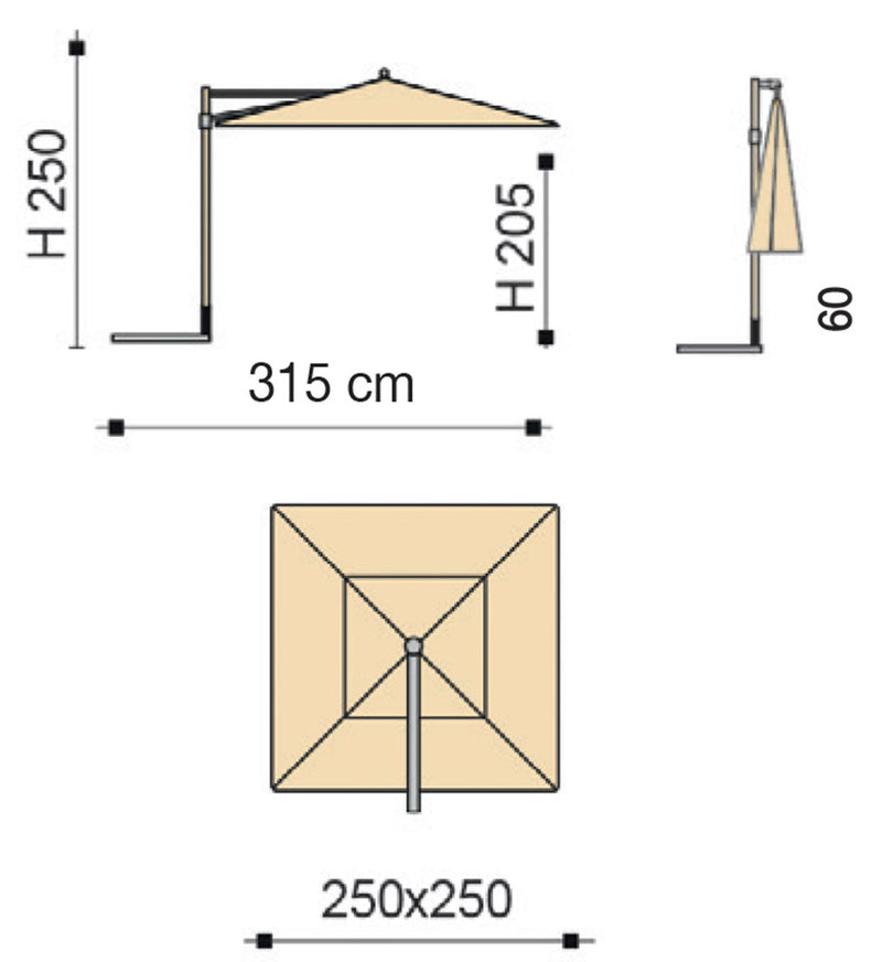 Ombrellone da Giardino Decentrato 2,5x2,5m Palo in Alluminio Effetto Legno Tessuto Poliestere Trend Wood Taupe-5