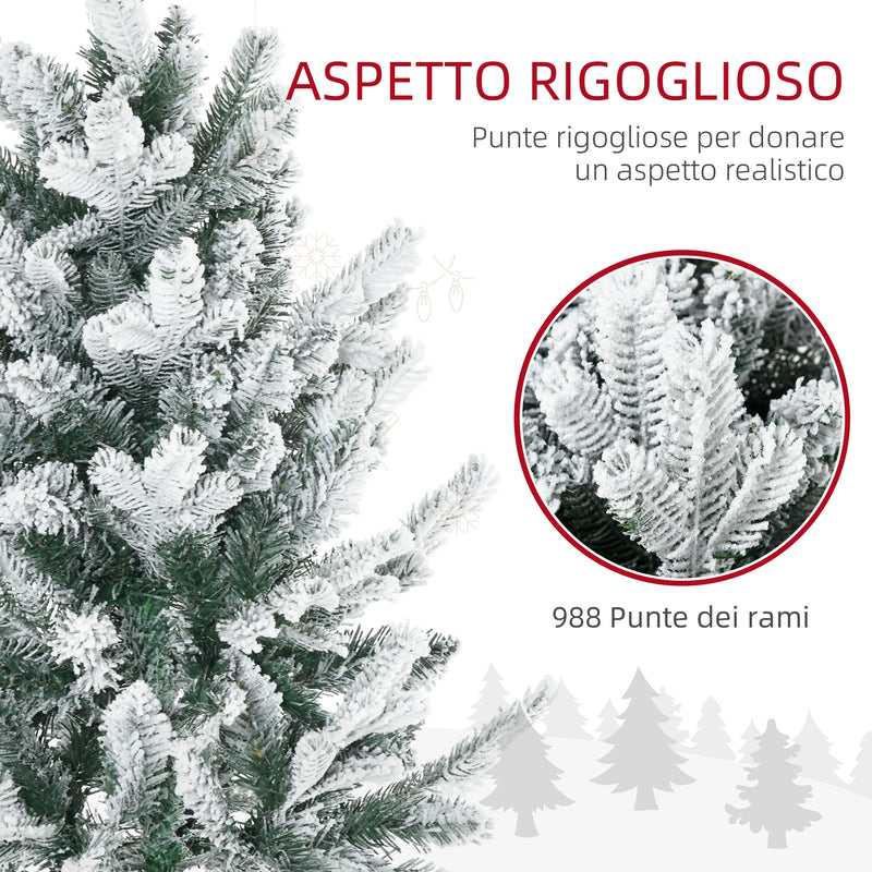 Albero di Natale Artificiale Innevato 225 cm 988 Rami Apertura Automatica Verde-5