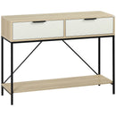 Tavolo Consolle Ingresso con 2 Cassetti e Ripiano Inferiore 100x33,5x76,5 cm in MDF Truciolato e Acciaio-1