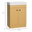 Mobile Bagno sotto Lavabo con Lavello 60x41,5x88 cm in Truciolato Naturale-3