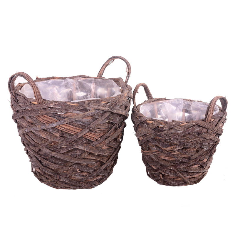 Set 2 Cesti in Materiale Naturale con Manici H 26 cm-1