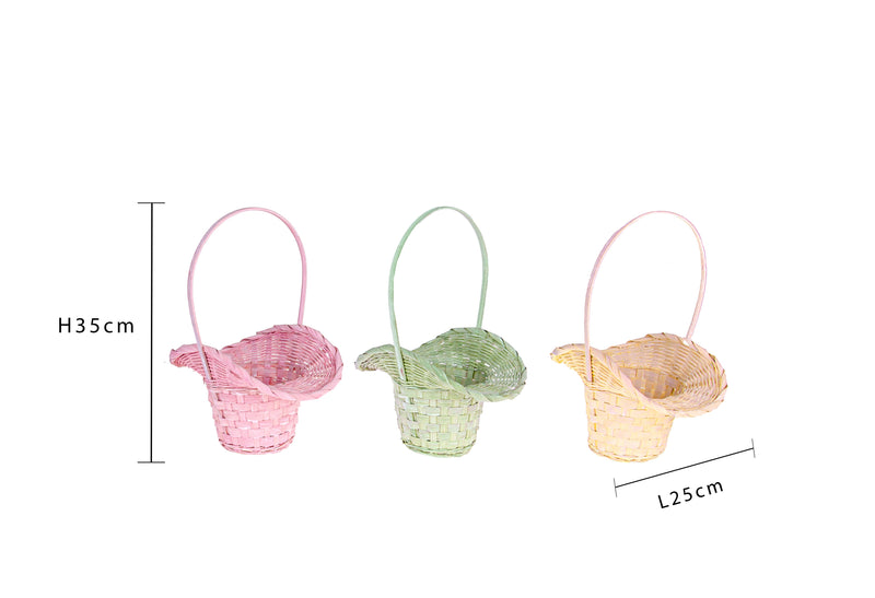 Set 4 Cesti di Vimini a Forma di Cappelli H 35 cm-2