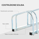 Rastrelliera Porta Biciclette 4 Posti 110x33x27 cm in Acciaio Argento-8