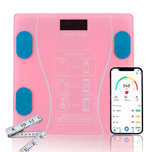 Digitale Waage Max 180 Kg aus Glas mit Pink Bluetooth App prezzo