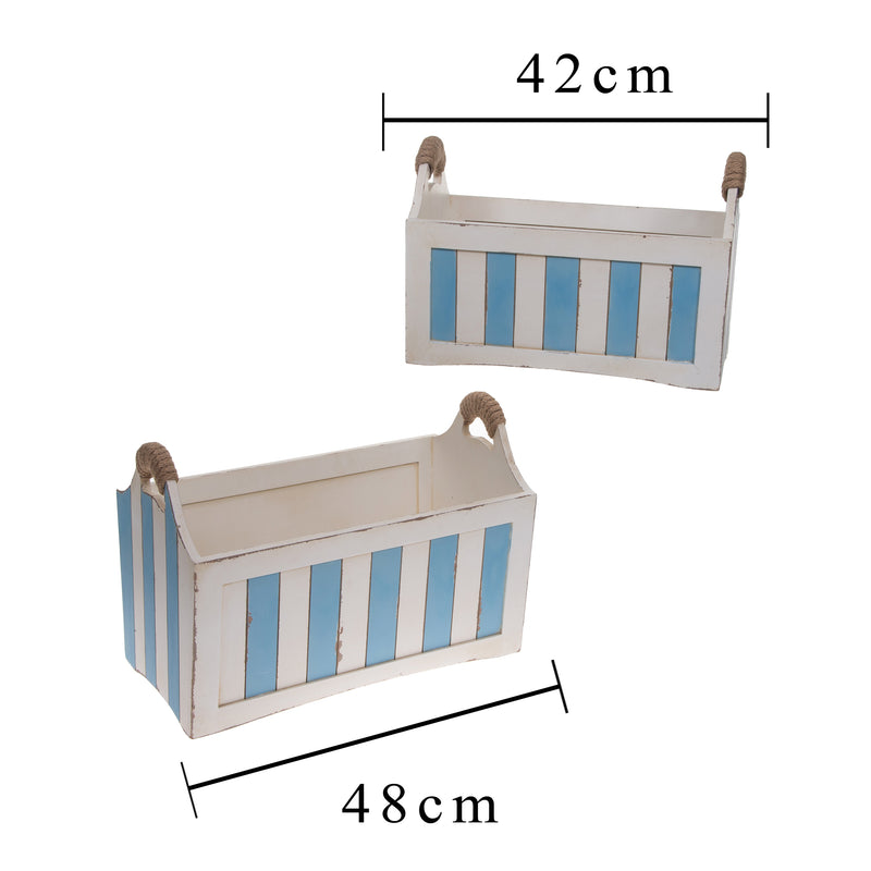 Set 2 Cassette in Legno con Manici Misure 48x26x34 cm-3