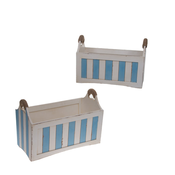 sconto Set 2 Cassette in Legno con Manici Misure 48x26x34 cm