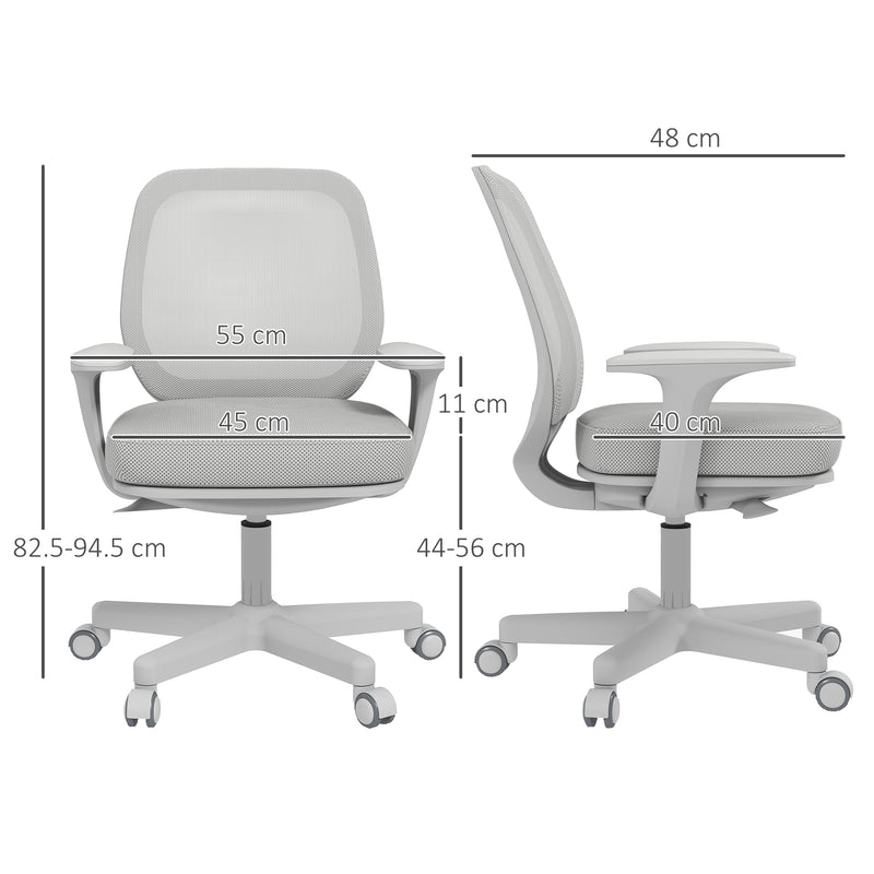 Sedia Poltrona Operativa da Ufficio 55x48x82,5-94,5 cm Tessuto a rete Grigia-3